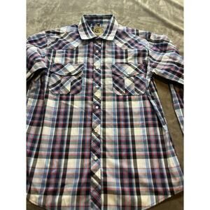Coevals Club Pearl Snap Button Shirt Long Sleeve Plaid Men's Size Large‎